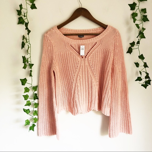 aerie Sweaters - NWT Aerie Cropped Pink Bell Sleeve Sweater